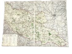 Jackson's folding map of The Bramham Moor Hunt laid on linen with advertising end papers and contemp