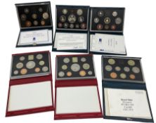 Six The Royal Mint United Kingdom proof coin collections