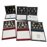 Six The Royal Mint United Kingdom proof coin collections