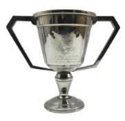 Silver two handled trophy I.T.C. D.W.R. Recruit Company H20cm Birmingham 1938 Maker Roberts & Dore