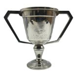 Silver two handled trophy I.T.C. D.W.R. Recruit Company H20cm Birmingham 1938 Maker Roberts & Dore