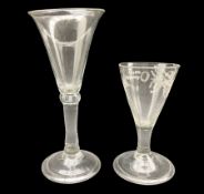 18th century wine glass with rounded funnel shape bowl