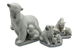 Three Lladro Polar Bears comprising 'Arctic Family' no. 6745