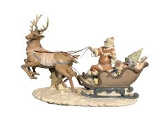 Large Lladro glazed model 'Up and Away' (Trineo Santa Claus)