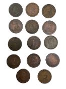 Fourteen 19th century tokens