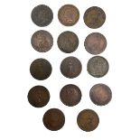 Fourteen 19th century tokens