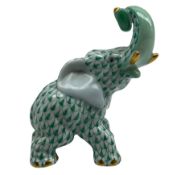 Herend green fishnet Elephant no. 15266