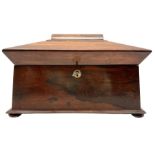 Victorian rosewood sarcophagus form tea caddy