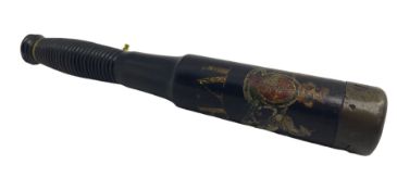 William IV police turned wood truncheon or tipstaff painted in polychrome and gilt with royal coat o