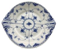 Royal Copenhagen 'Blue Lace' pattern fluted dish with moulded edging D32cm