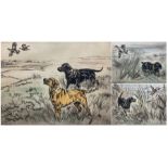 Henry Wilkinson (British 1921-2011): Labradors and Spaniels Chasing Ducks