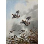 Robert W Milliken (British 1920-2014): Partridges in Flight