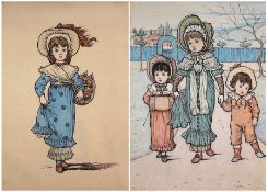 Circle of Kate Greenaway (British 1846-1901): Victorian Children Scenes