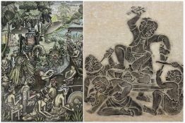 Circle of Ida Bagus Made Tibah (Indonesian 1916-1968): Tribal Scene
