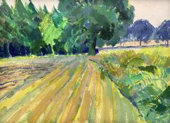 Jack Hellewell (Northern British 1920-2000): Yorkshire Field and Woodland Landscape