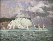 J S Dews (British 20th century): 'Yachts off the Needles - Ferens Hull'