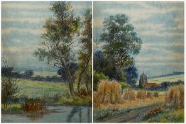 Abraham Hulk Junior (British 1851-1922): Herefordshire Landscape with Old Church