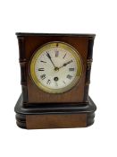 French timepiece mantle clock c1890 in a mahogany case with ebonised detail