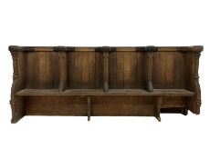 19th century oak four seat church pew or choir stall