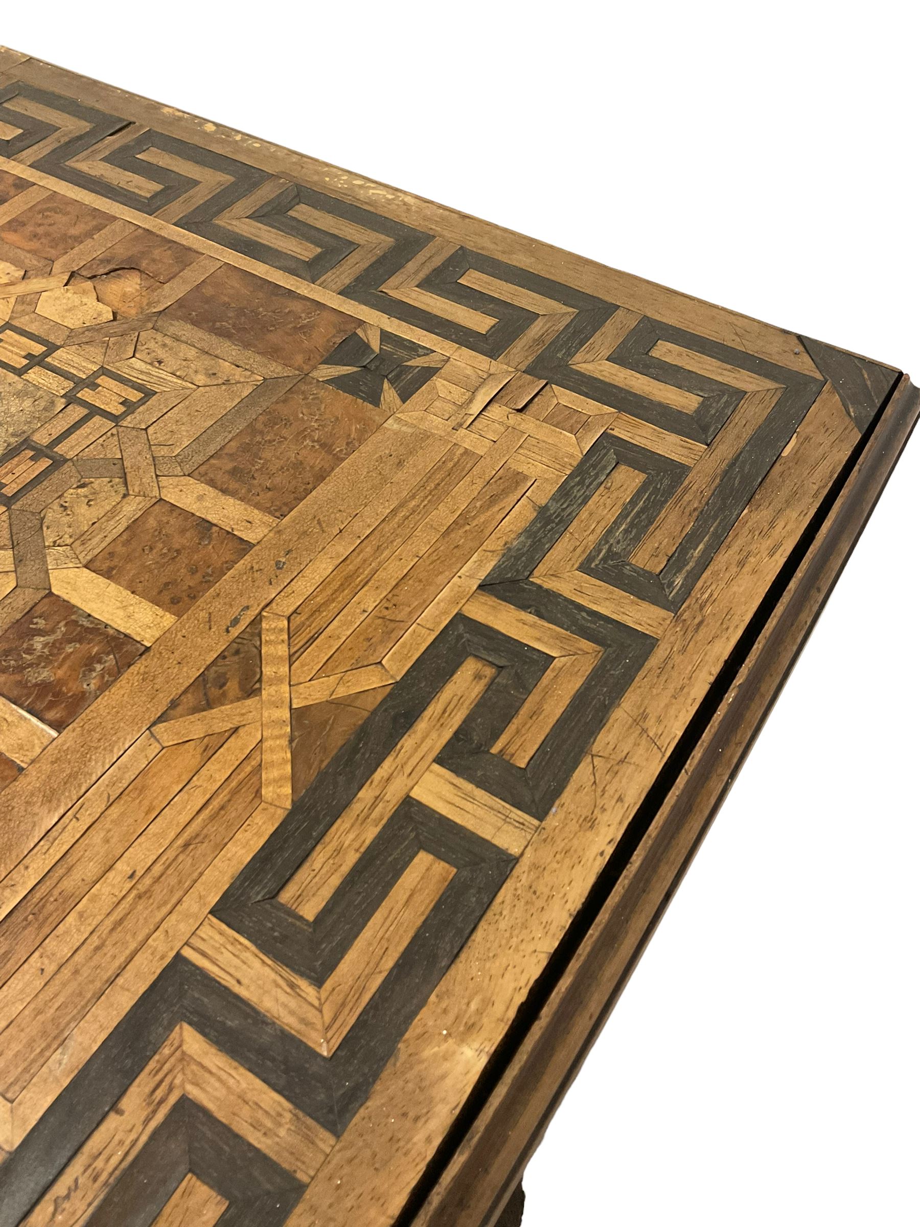 19th century parquetry wood specimen top table - Image 4 of 6