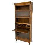 Early to mid-20th century five sectional stacking library bookcase