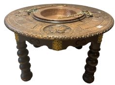 Carved oak brazier table