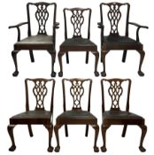 Set six (2+4) Chippendale style dining chairs