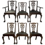 Set six (2+4) Chippendale style dining chairs