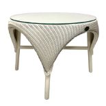 Lloyd Loom by James Brindley - circular occasional table in light finish with glass top