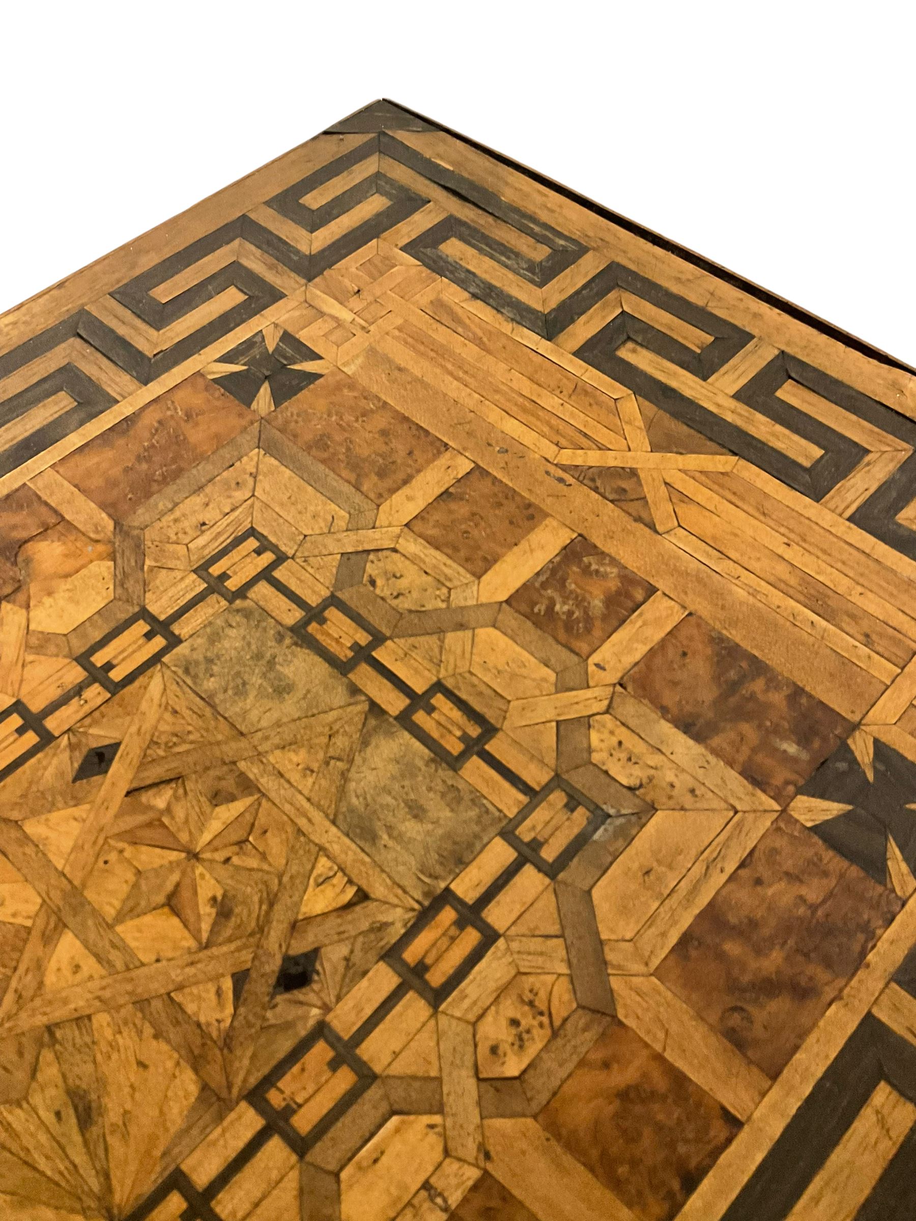 19th century parquetry wood specimen top table - Image 5 of 6