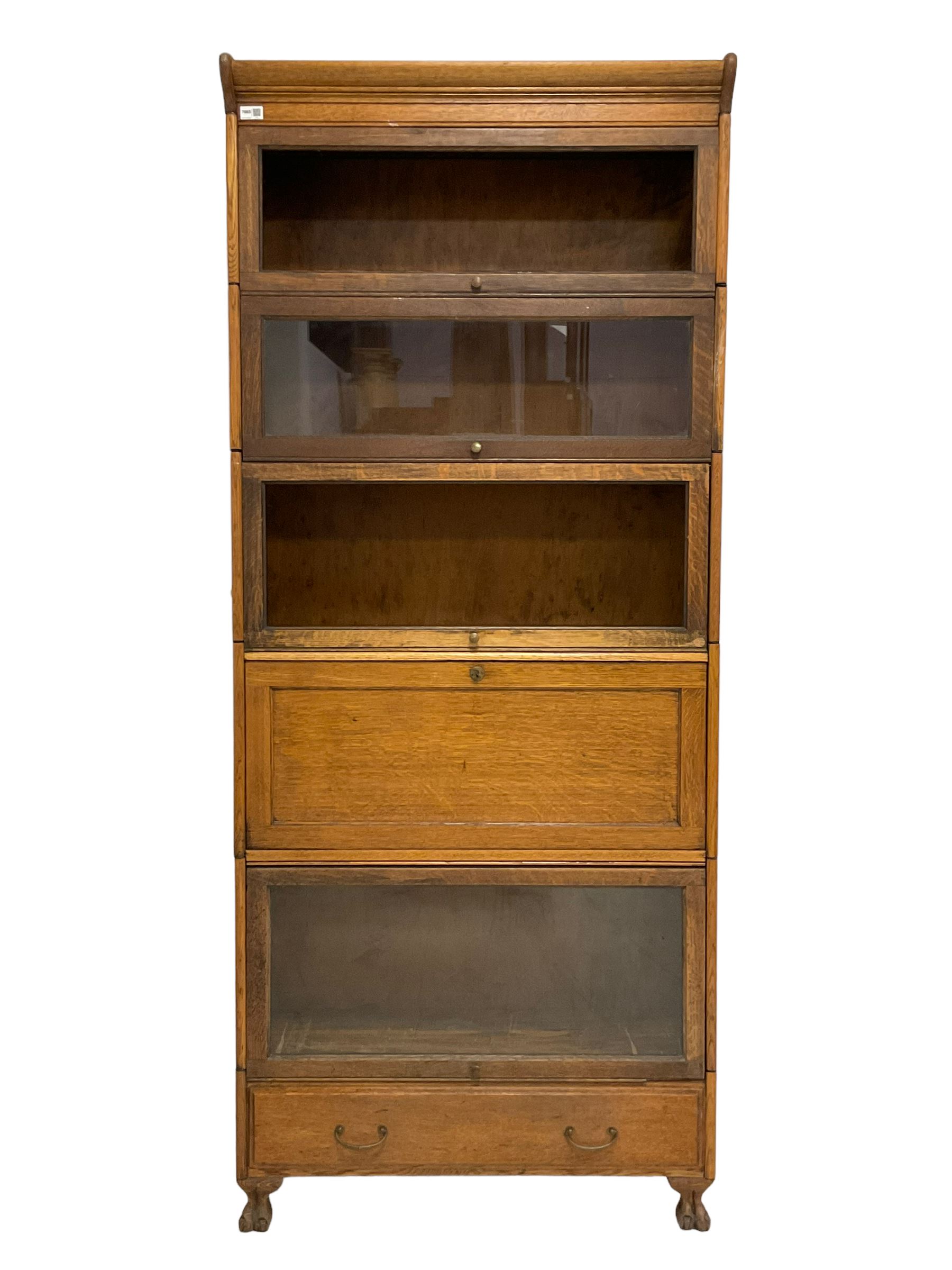 Early to mid-20th century five sectional stacking library bookcase - Image 6 of 7