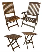 Collection of garden furniture including Westminster folding chair and another of similar design tog