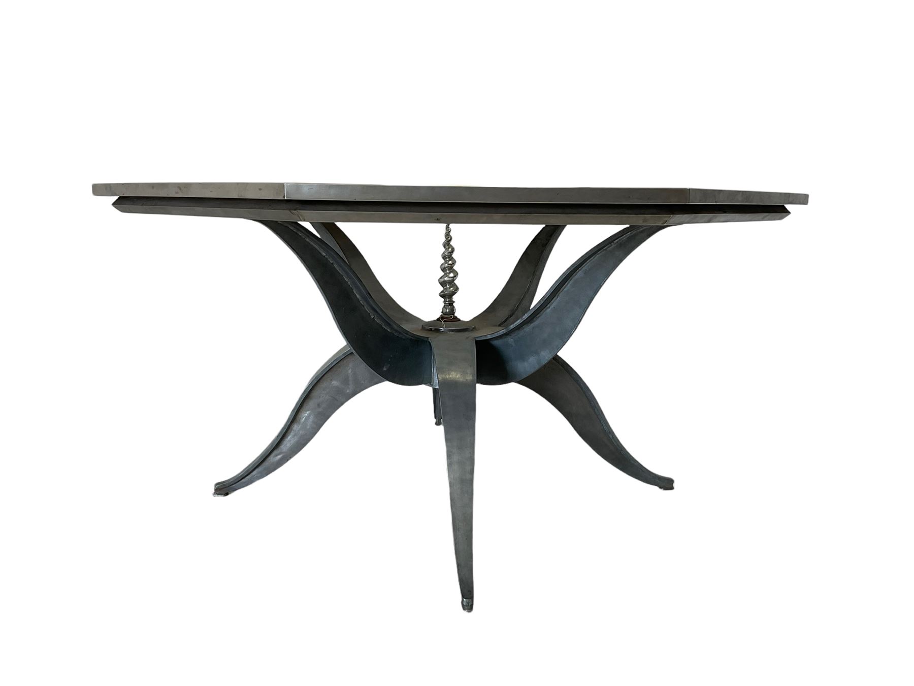 Contemporary steel dining table in octagonal form - Image 3 of 8