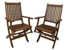 Westminster - pair of teak folding garden chairs