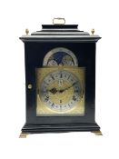 20th century Kieninger bracket clock in an 18th century ebonised styled case