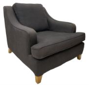 Multi York - low armchair upholstered in grey fabric