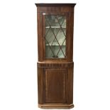 20th century mahogany corner display cabinet