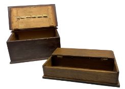 Stained pine box and a vintage oak two division cutlery box