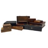 Victorian and later boxes to include a carved and stained square box dated 1893