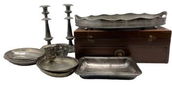 19th century mahogany box and contents of cutlery