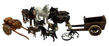 Quantity of Beswick and other horses to include Shire Mare no.818 in grey