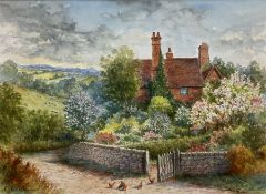 Charles Henry Clifford Baldwyn (British 1859-1943): Country Cottage with Chickens