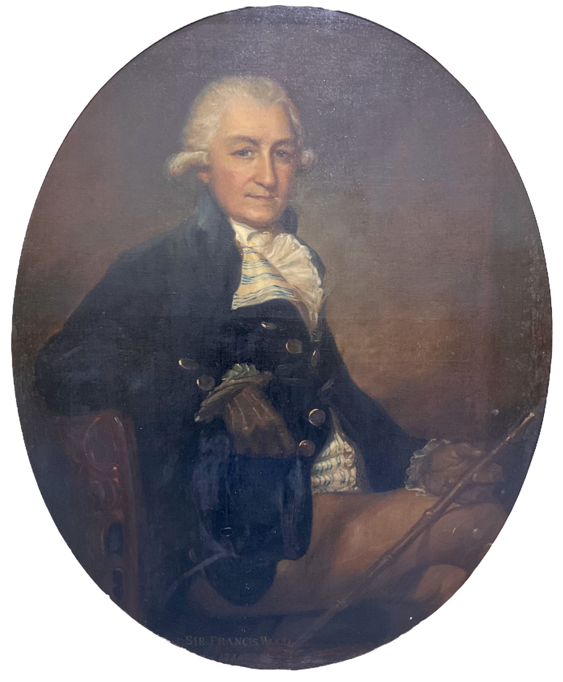 English School (18th century): Portrait of 'Sir Francis Wood Bt.' Seated Three Quarter Length with B