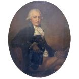 English School (18th century): Portrait of 'Sir Francis Wood Bt.' Seated Three Quarter Length with B