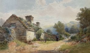 Frederick Boisseree (British fl.1870's): Rural Cottage with Figure