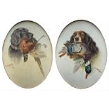 C G Counter (British Early 20th century): Gun Dogs - Spaniel and Labrador with Pheasant and Mallard