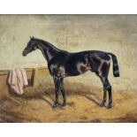 Alfred A Partridge & Henry T Partridge (British 19th century): Portrait of a Dark Bay Horse in Stabl