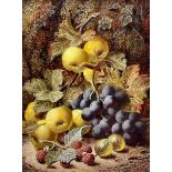 Oliver Clare (British 1853-1927): Still Life of Apples Grapes Gooseberries and Raspberries