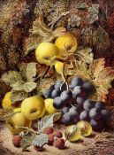 Oliver Clare (British 1853-1927): Still Life of Apples Grapes Gooseberries and Raspberries