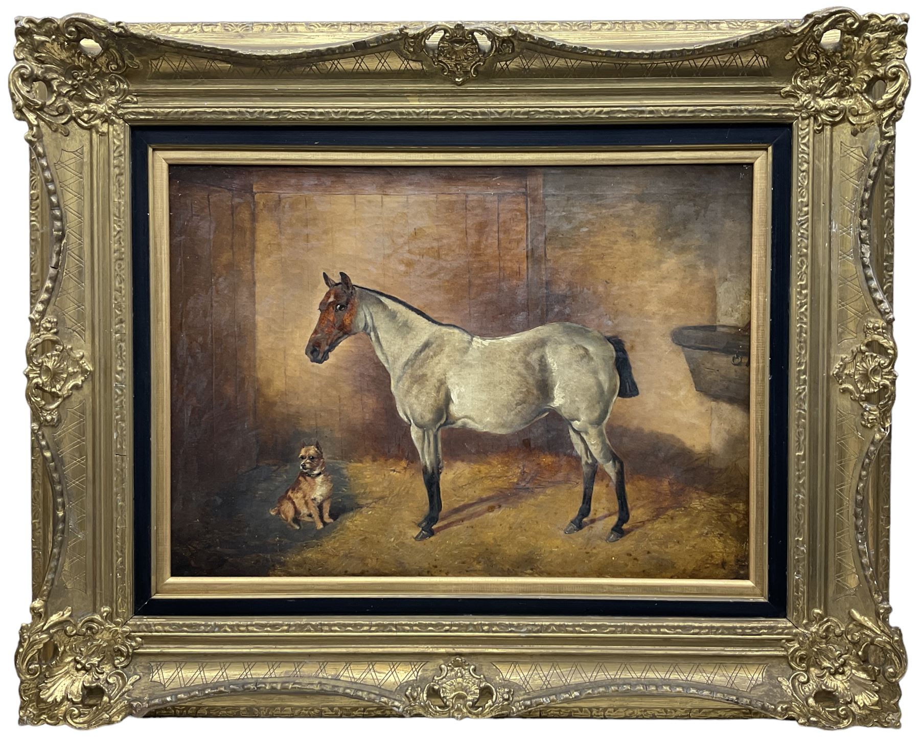 Circle of Edwin Frederick Holt (British 1864-1897): A Gentleman's Hunter Strawberry Roan Horse in St - Image 2 of 3